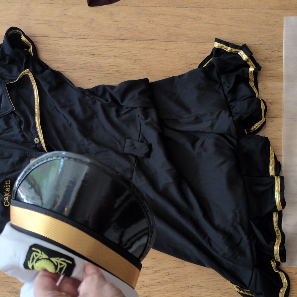 Black Captain Halloween Costume Dress with Hat